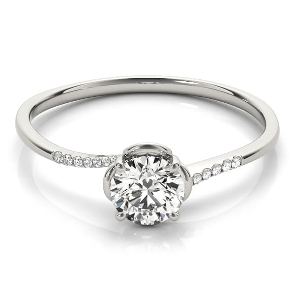 Bypass Floral Swirl Engagement Ring, style 84881, On hand view in white gold or platinum