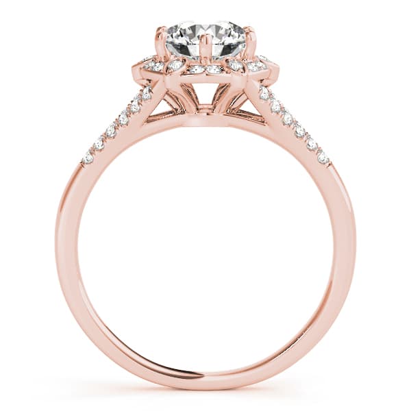 Floral Halo Split Shank Engagement Ring, style 84882, Side view in rose gold