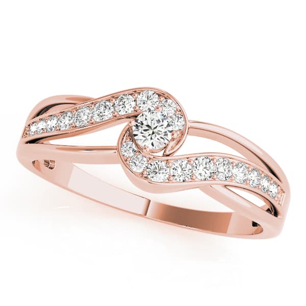 Bypass Swirl Round Cut Engagement Ring, style 84883, Front view in rose gold