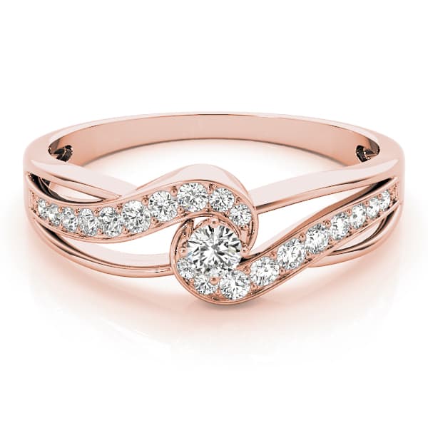 Bypass Swirl Round Cut Engagement Ring, style 84883, On hand view in rose gold