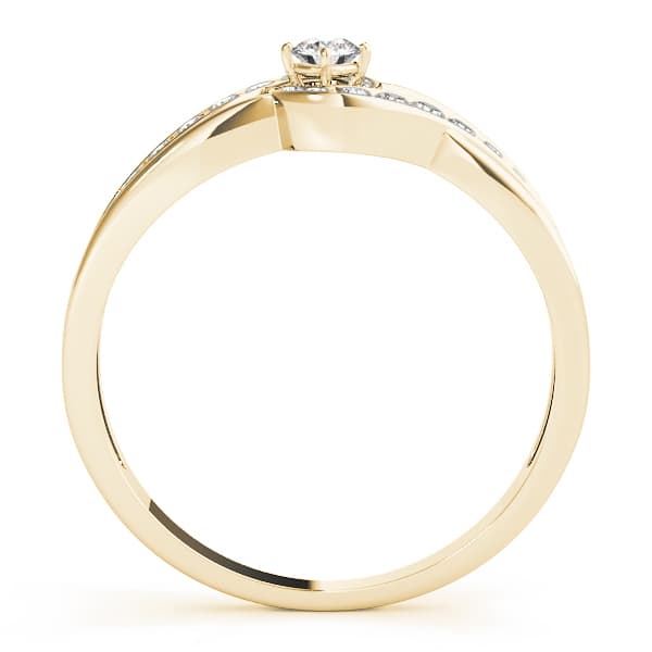 Bypass Swirl Round Cut Engagement Ring, style 84883, Side view in yellow gold