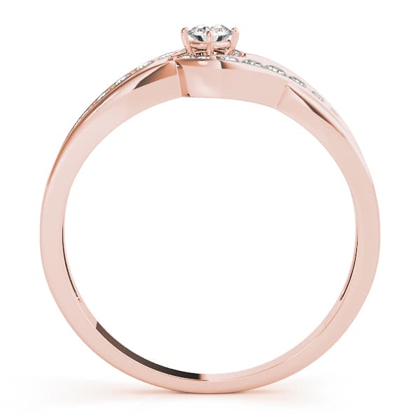 Bypass Swirl Round Cut Engagement Ring, style 84883, Side view in rose gold