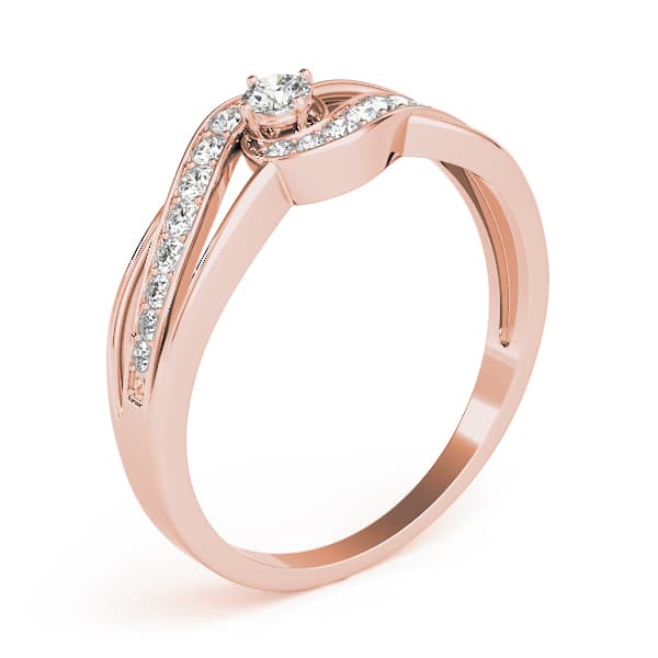 Bypass Swirl Round Cut Engagement Ring, style 84883, Top view in rose gold