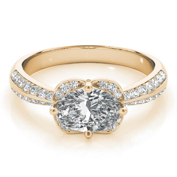 Engagement Ring, style 84885, On hand view in yellow gold