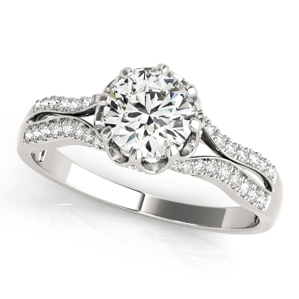 Round Hidden Halo Split Shank Engagement Ring — style 84886 in 10k White Gold
