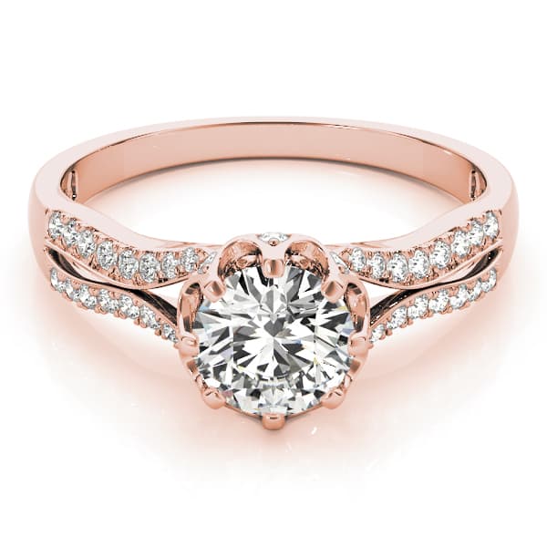 Round Hidden Halo Split Shank Engagement Ring, style 84886, On hand view in rose gold