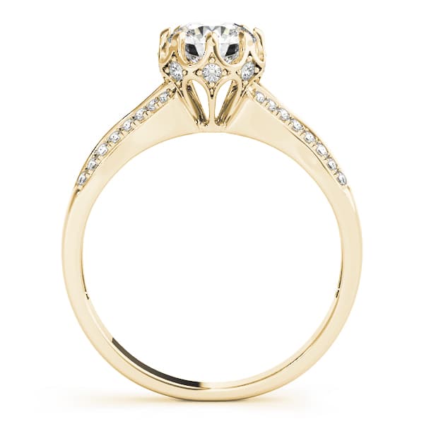 Round Hidden Halo Split Shank Engagement Ring, style 84886, Side view in yellow gold