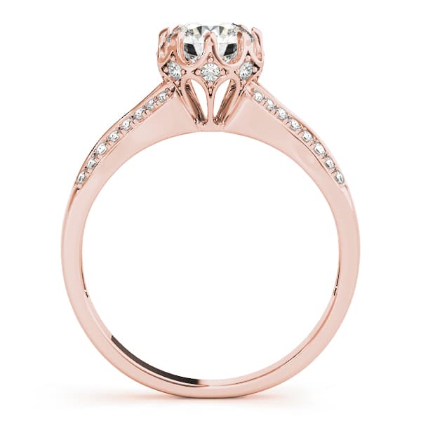 Round Hidden Halo Split Shank Engagement Ring, style 84886, Side view in rose gold