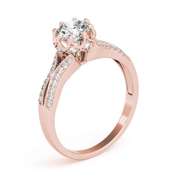 Round Hidden Halo Split Shank Engagement Ring, style 84886, Top view in rose gold