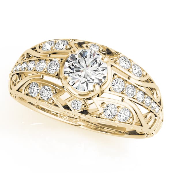 Engagement Ring, style 84889, Front view in yellow gold