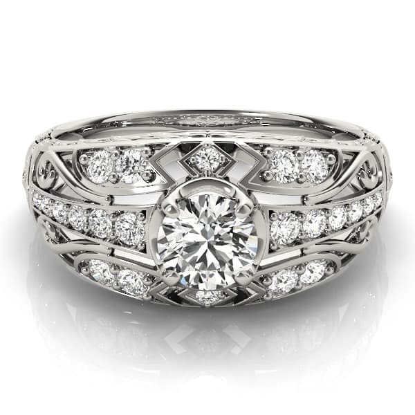 Engagement Ring, style 84889, On hand view in white gold or platinum