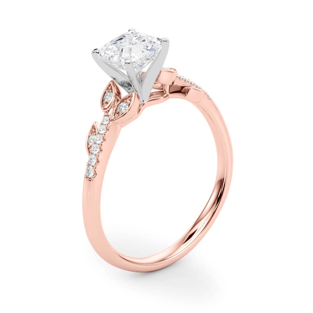 Accented Nature Inspired Engagement Ring, style 84890, Angle view in rose gold