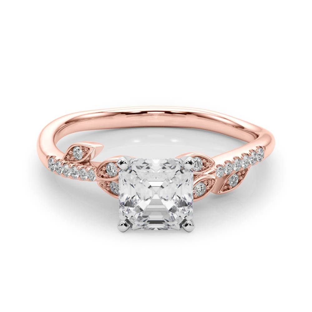 Accented Nature Inspired Engagement Ring, style 84890, On hand view in rose gold