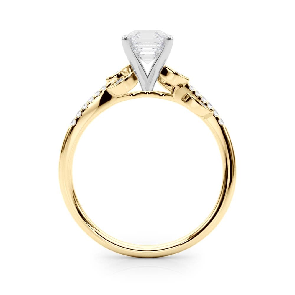Accented Nature Inspired Engagement Ring, style 84890, Side view in yellow gold