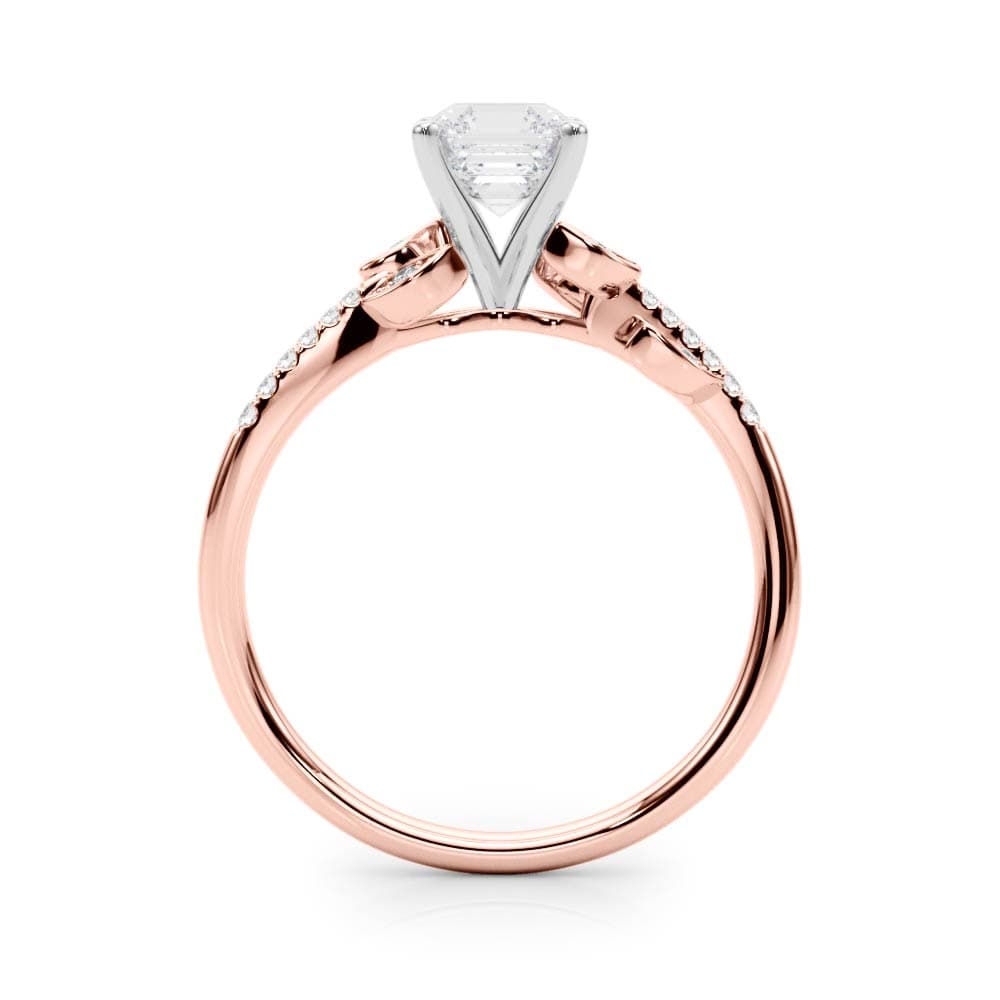 Accented Nature Inspired Engagement Ring, style 84890, Side view in rose gold