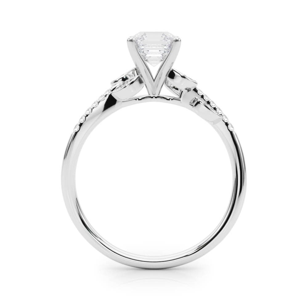 Accented Nature Inspired Engagement Ring, style 84890, Side view in white gold or platinum