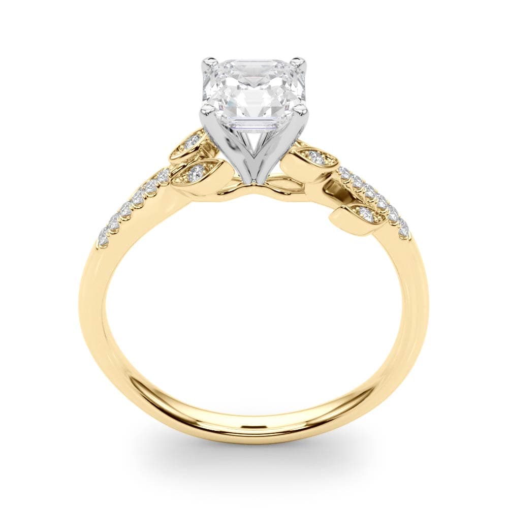 Accented Nature Inspired Engagement Ring, style 84890, Top view in yellow gold