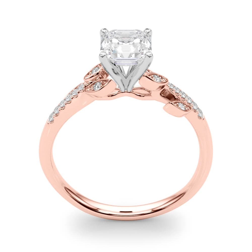Accented Nature Inspired Engagement Ring, style 84890, Top view in rose gold