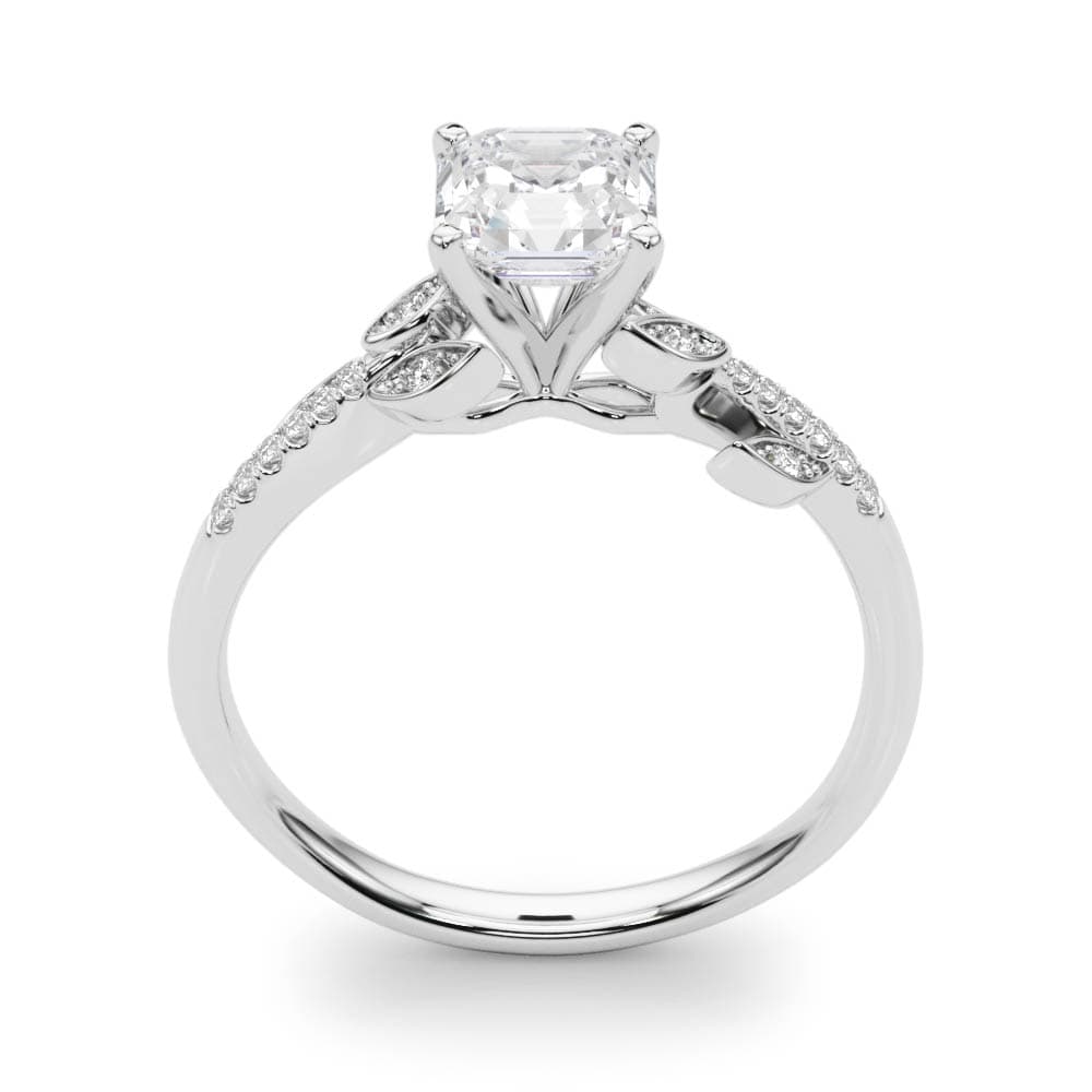 Accented Nature Inspired Engagement Ring, style 84890, Top view in white gold or platinum