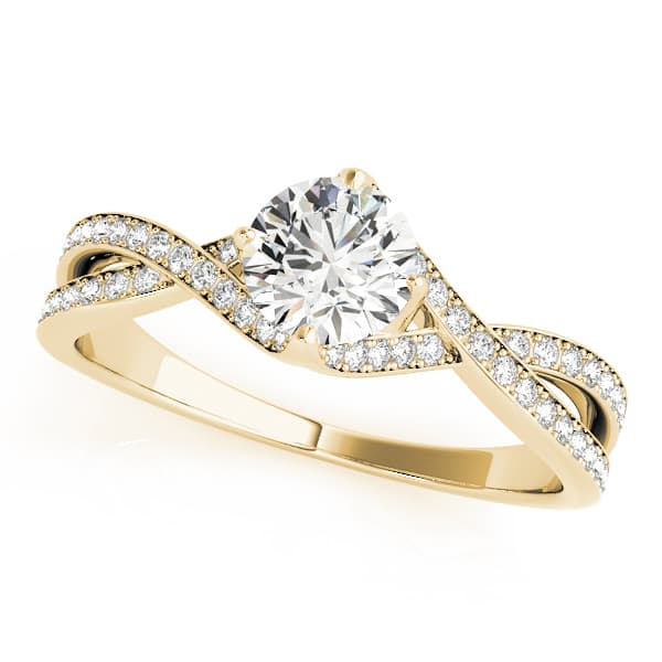 Double Row Twisted Shank Prong Engagement Ring, style 84891, Front view in yellow gold
