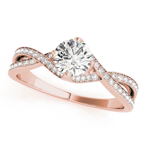 Double Row Twisted Shank Prong Engagement Ring, style 84891, Front view in rose gold