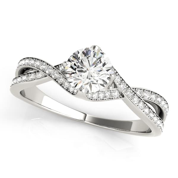 Double Row Twisted Shank Prong Engagement Rings — style 84891 in 10k White Gold