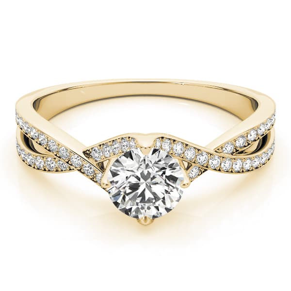 Double Row Twisted Shank Prong Engagement Ring, style 84891, On hand view in yellow gold