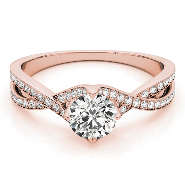 Double Row Twisted Shank Prong Engagement Ring, style 84891, On hand view in rose gold