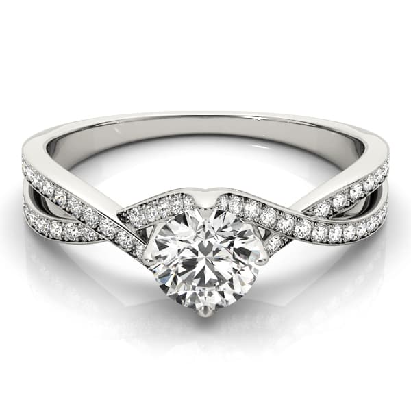 Double Row Twisted Shank Prong Engagement Ring, style 84891, On hand view in white gold or platinum
