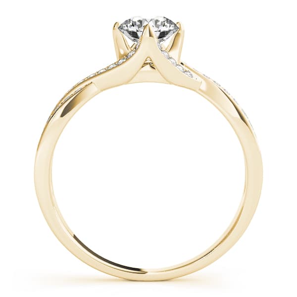 Double Row Twisted Shank Prong Engagement Ring, style 84891, Side view in yellow gold