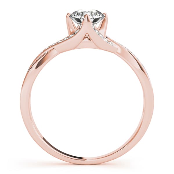 Double Row Twisted Shank Prong Engagement Ring, style 84891, Side view in rose gold