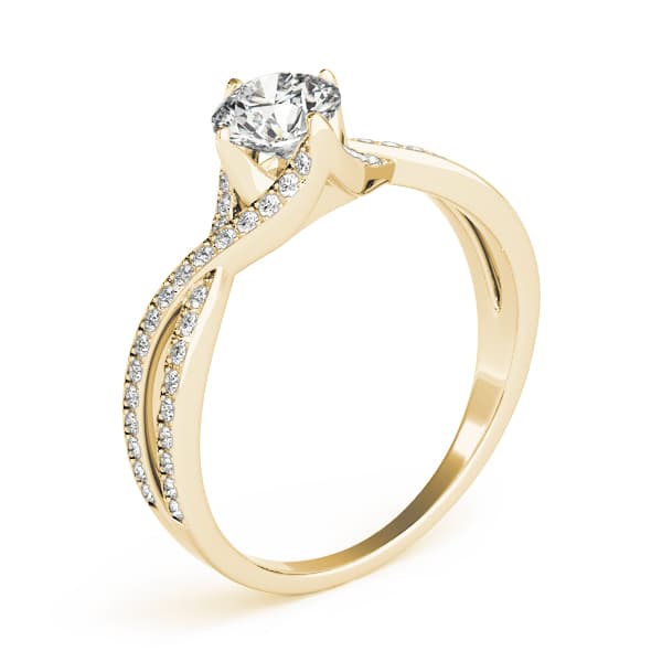Double Row Twisted Shank Prong Engagement Ring, style 84891, Top view in yellow gold