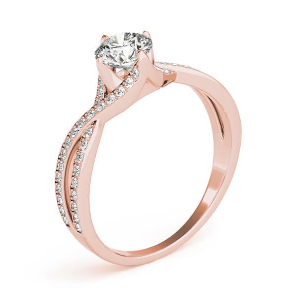 Double Row Twisted Shank Prong Engagement Ring, style 84891, Top view in rose gold