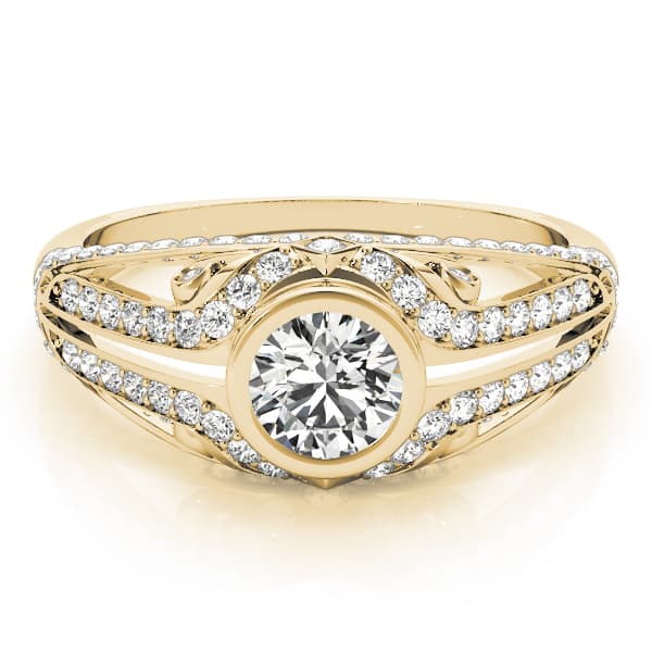 Engagement Ring, style 84892, On hand view in yellow gold