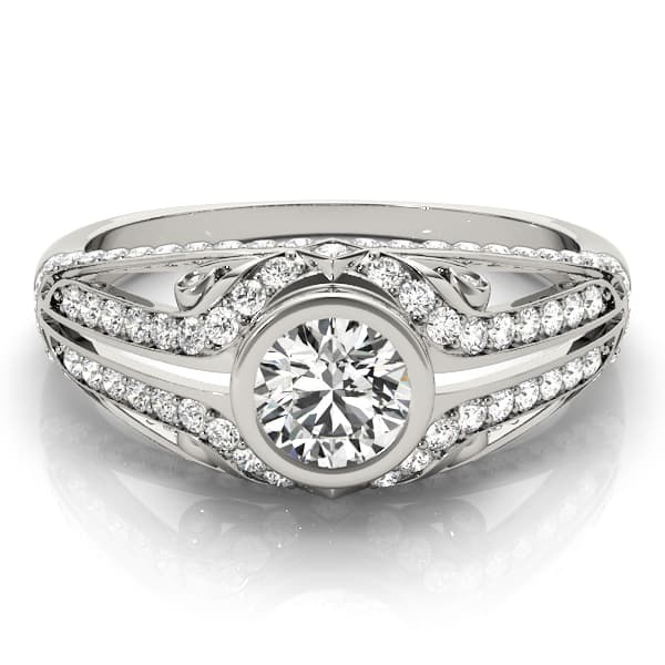 Engagement Ring, style 84892, On hand view in white gold or platinum