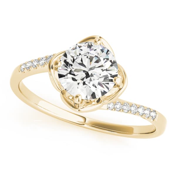 Tulip Bypass Engagement Ring, style 84896, Front view in yellow gold