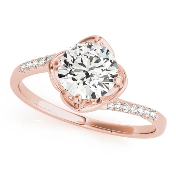 Tulip Bypass Engagement Ring, style 84896, Front view in rose gold