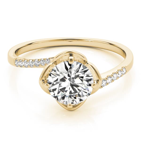 Tulip Bypass Engagement Ring, style 84896, On hand view in yellow gold