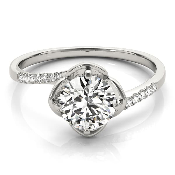 Tulip Bypass Engagement Ring, style 84896, On hand view in white gold or platinum