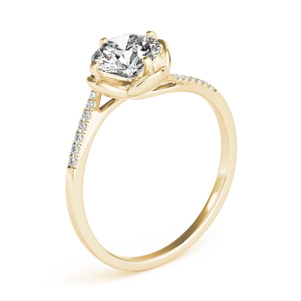 Tulip Bypass Engagement Ring, style 84896, Top view in yellow gold
