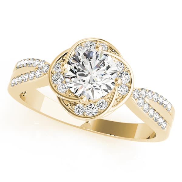 Multi-Row Twisted Halo Engagement Ring, style 84899, Front view in yellow gold