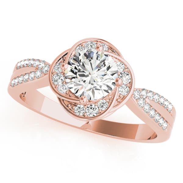 Multi-Row Twisted Halo Engagement Ring, style 84899, Front view in rose gold
