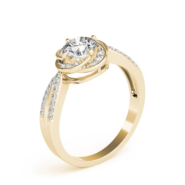 Multi-Row Twisted Halo Engagement Ring, style 84899, Angle view in yellow gold