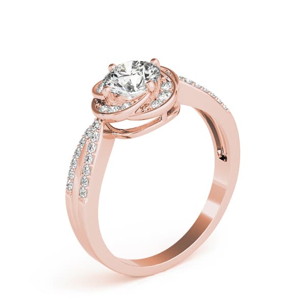 Multi-Row Twisted Halo Engagement Ring, style 84899, Angle view in rose gold