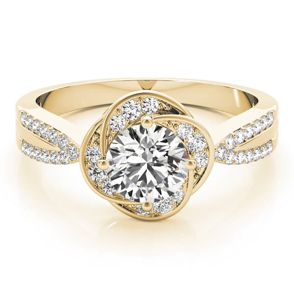 Multi-Row Twisted Halo Engagement Ring, style 84899, On hand view in yellow gold