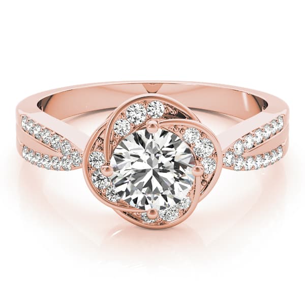 Multi-Row Twisted Halo Engagement Ring, style 84899, On hand view in rose gold