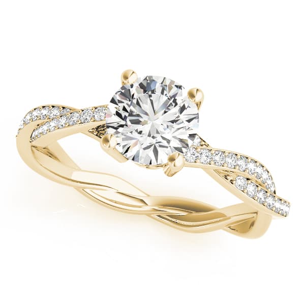 Twisting Round Engagement Ring, style 84905, Front view in yellow gold