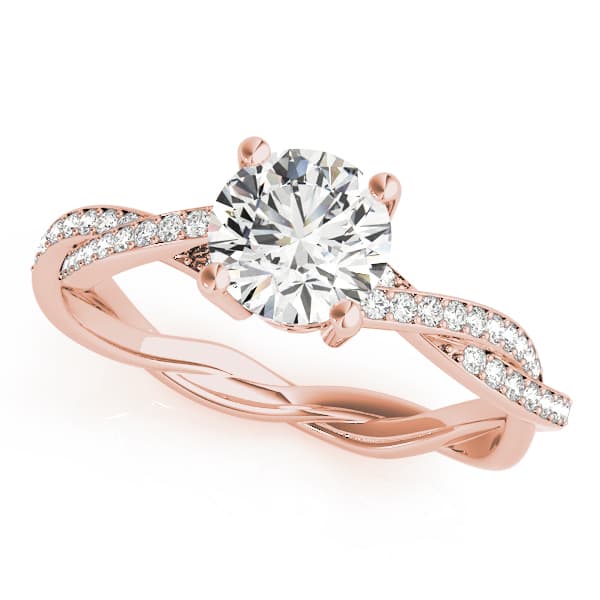 Twisting Round Engagement Ring, style 84905, Front view in rose gold