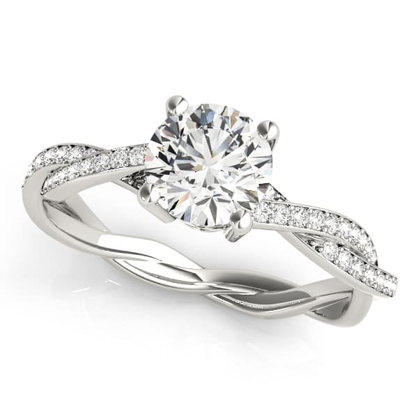 Twisting Round Engagement Ring — style 84905 in 10k White Gold