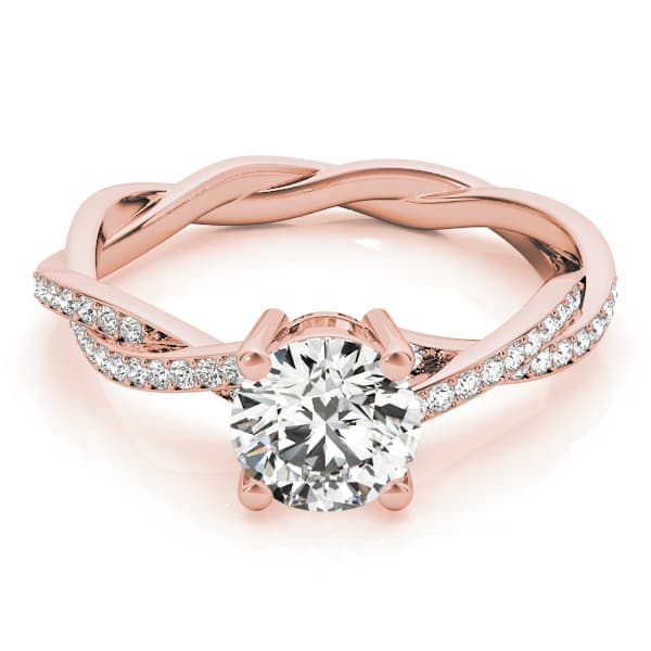 Twisting Round Engagement Ring, style 84905, On hand view in rose gold